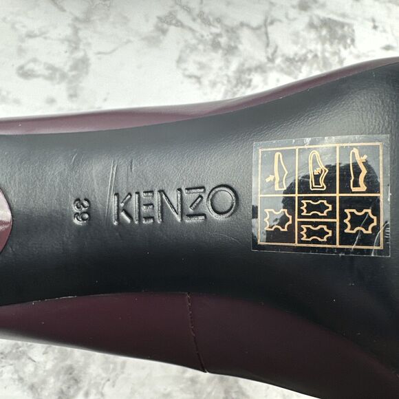 KENZO Womens LOVE Pump Heels Size 38 / 7.5 Deep Wine Maroon Black Love - Picture 8 of 8
